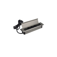 Einbausteckdose Flat Box edelstahl 3 Stecker + USB 2