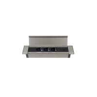 Einbausteckdose Flat Box edelstahl 3 Stecker + USB 6