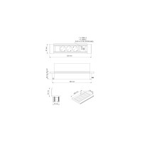 Einbausteckdose Flat Box edelstahl 3 Stecker + USB 7