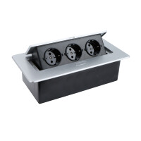 Einbausteckdose Kombibox 3x Steckdose aluminium 1,5m Kabel 4