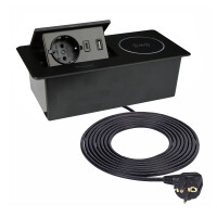 M&ouml;bel Einbausteckdose Zeobox in schwarz USB A+B...