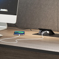 Möbel Einbausteckdose Zeobox in schwarz USB A+B und Ind