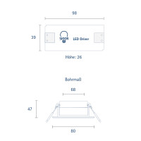 LED Argent Einbauleuchte 80mm dimmbar 3