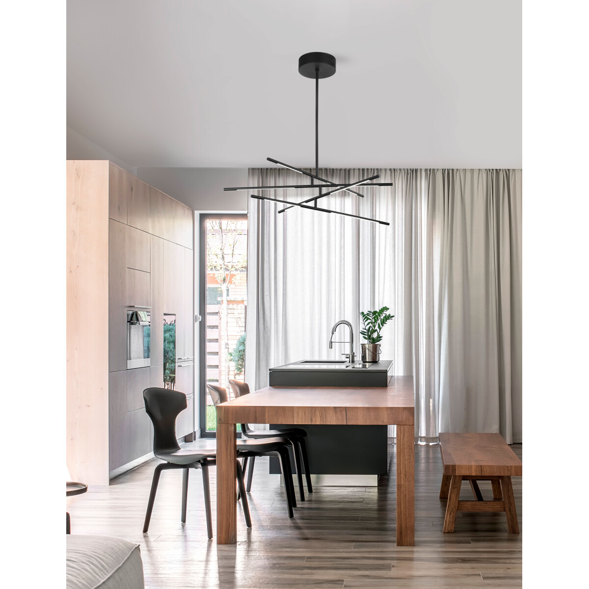 Nova Luce 9180780 Raccio LED Pendelleuchte Schwarz