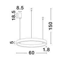 Nova Luce 9345662 Elowen LED Pendelleuchte Silber gebür