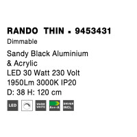 Nova Luce 9453431 Rando Thin LED Pendelleuchte  Schwarz 8
