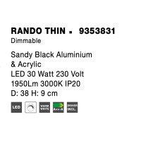 Nova Luce 9353831 Rando Thin LED Deckenleuchte  Schwarz 8