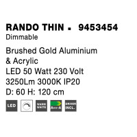 Nova Luce 9453454 Rando Thin LED Pendelleuchte Gold geb&uuml