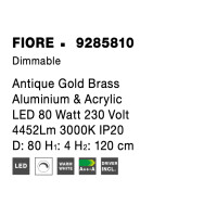 Nova Luce 9285810 Fiore LED Pendelleuchte Antik Gold 6