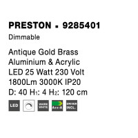 Nova Luce 9285401 Preston LED Pendelleuchte Antik Gold 4