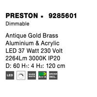 Nova Luce 9285601 Preston LED Pendelleuchte Antik Gold 7