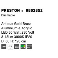 Nova Luce 9862852 Preston LED Pendelleuchte Antik Gold 8