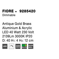 Nova Luce 9285420 Fiore LED Deckenleuchte Antik Gold 6