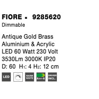 Nova Luce 9285620 Fiore LED Deckenleuchte Antik Gold 7