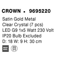 Nova Luce 9695220 Crown G9 Wandleuchte Satin Gold 8