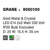 Nova Luce 9050100 Grane E14 Wandleuchte Gold 6