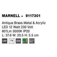 Nova Luce 9117301 Marnell LED Wandleuchte Antik Messing 8