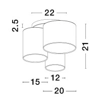 Nova Luce 9555805 Bryson E27 Deckenleuchte Schwarz, Wei&szli