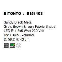 Nova Luce 9151403 Bitonto E27 Pendelleuchte  Schwarz, Grau, 