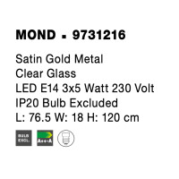 Nova Luce 9731216 Mond E14 Pendelleuchte Gold, Transparent 5
