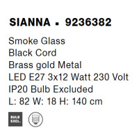Nova Luce 9236382 Sianna E27 Pendelleuchte Gold, Rauchiggrau