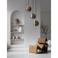 Nova Luce 9236372 Sianna E27 Pendelleuchte Gold, Rauchiggrau