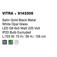 Nova Luce 9143306 Vitra G9 Pendelleuchte Gold, Weiß, S