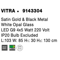 Nova Luce 9143304 Vitra G9 Pendelleuchte Gold, Weiß, S