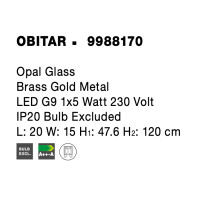 Nova Luce 9988170 Obitar G9 Pendelleuchte Gold, Weiß 5