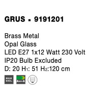Nova Luce 9191201 Grus E27 Pendelleuchte Gold, Weiß 8