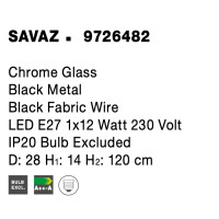 Nova Luce 9726482 Savaz E27 Pendelleuchte Schwarz, Chrom 7