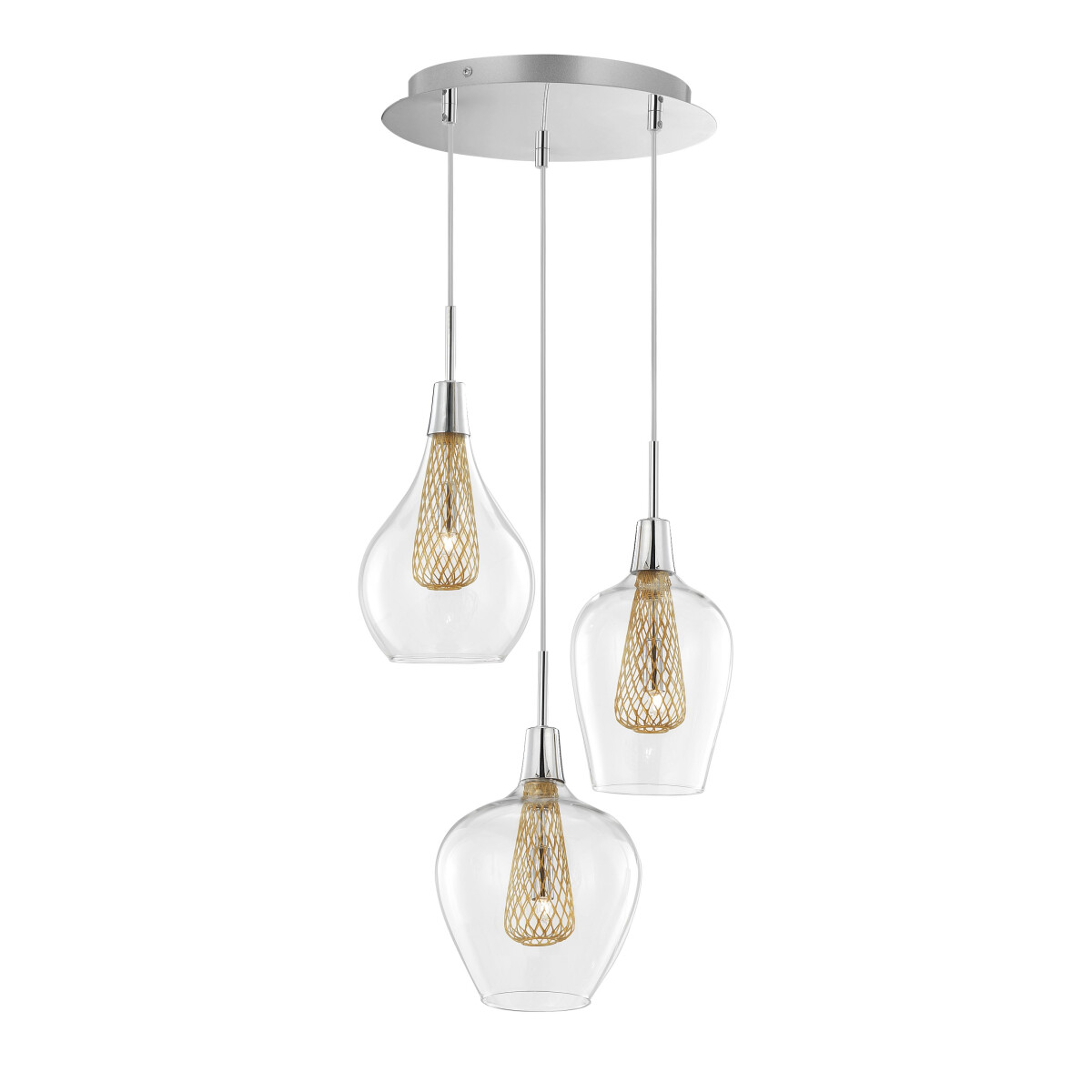 Nova Luce 1500202803 Filo G9 Pendelleuchte Gold, Transparent, Chrom