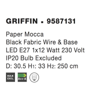 Nova Luce 9587131 Griffin E27 Pendelleuchte Mokka 4