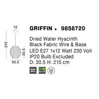 Nova Luce 9858720 Griffin E27 Pendelleuchte Braun 7