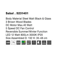 Nova Luce 5231401 Sabal LED Ventilator Schwarz, Braun 8