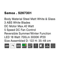 Nova Luce 5267301 Samoa LED Ventilator Weiß 8