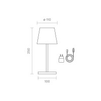 Akku-Tischleuchte Nuindie mini 250mm USB-C graphitgrau 3