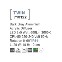 Nova Luce Twin 713122 Wandleuchte IP54 Dunkel Grau 4