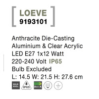 Nova Luce Loeve 9193101 Wandleuchte IP65 Anthrazit 8