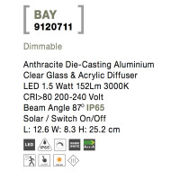 Nova Luce Bay 9120711 Wandleuchte IP65 Anthrazit 7