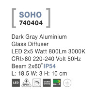 Nova Luce Soho 740404 Wandleuchte IP54 Dunkel Grau 3