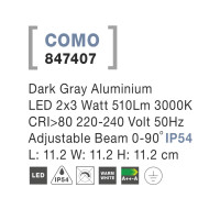 Nova Luce Como 847407 Wandleuchte IP54 Dunkel Grau 7