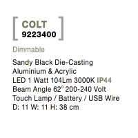 Nova Luce Colt 9223400 Tischleuchte IP54 Schwarz 4