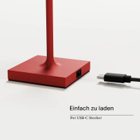 Akku-Tischleuchte Nuindie pocket 210mm feuerrot rund 6