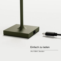 Akku-Tischleuchte Nuindie pocket 210mm tannengrün rund 