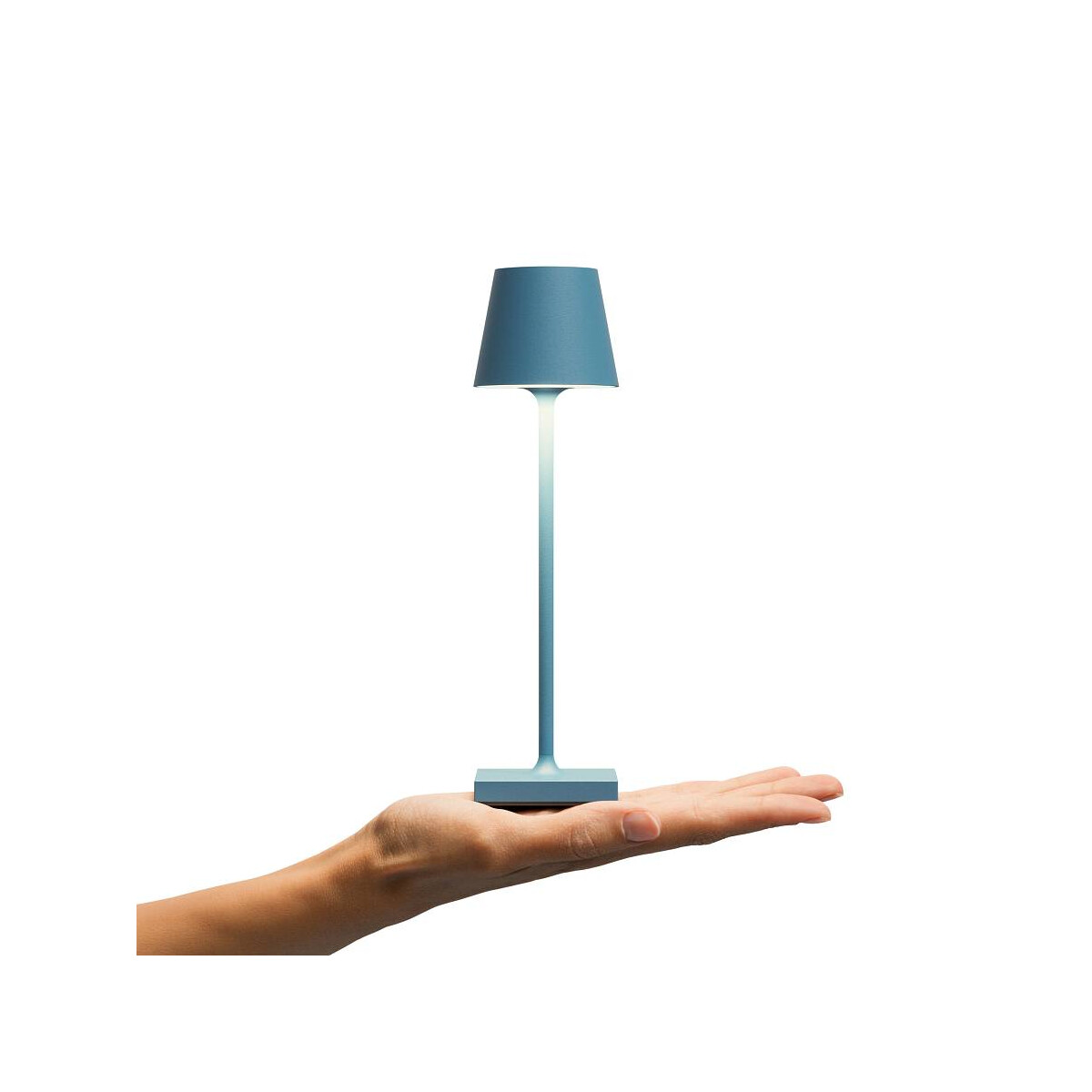 Akku-Tischleuchte Nuindie pocket 210mm delfinblau rund