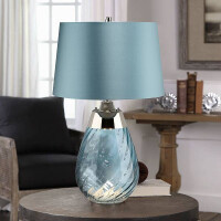 Elstead Kleine blaue Tischlampe Lena mit 2 Leuchten LENA-TL-