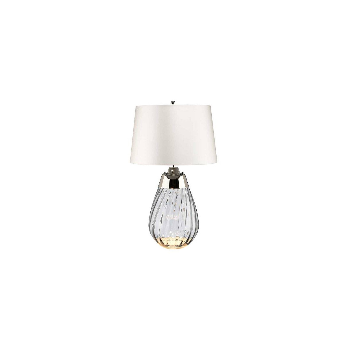 Kleine rauchfarbene Tischlampe Lena mit 2 Leuchten und cremefarbenem Schirm