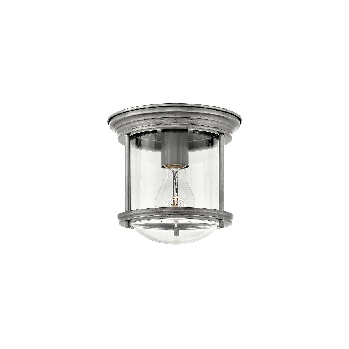 5024005668916 - Elstead - Lighting qn-hadrian-mini-f-an-clear quintiesse Deckenleuchte Hadrian E27 1x40W IP44 Stahl Nickel antik Glas klar H185cm Ø196cm dimmbar