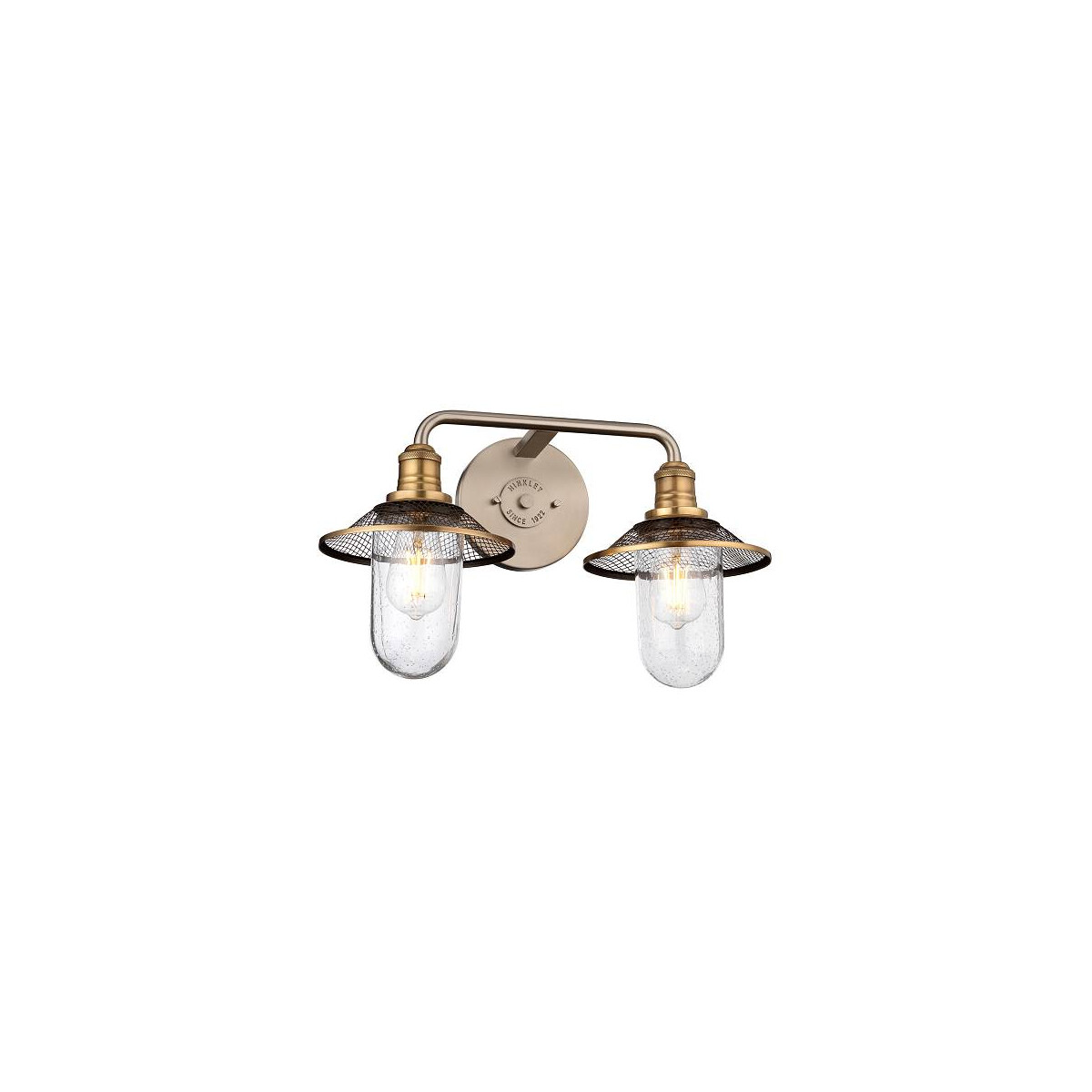 5024005673613 - Lighting QN-RIGBY2-BATH-AN quintiesse Wandleuchte Rigby E27 40W IP44 Stahl Nickel antik & Messing  Blasenglas klar L22cm H301cm B483cm dimmbar
